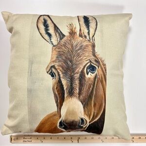 Donkey Face Throw Pillow, Zipper Closure